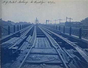 EUGENE DE SALIGNAC (1861-1943) Group of 11 photographs depicting construction of the Manhattan Bridge. 1913-22.